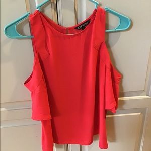 Express beautiful rich red cold shoulder blouse